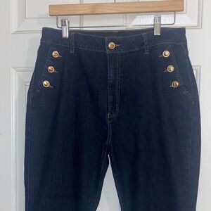 Rachel Zoe jeans, detailed with front gold sailor style pockets.